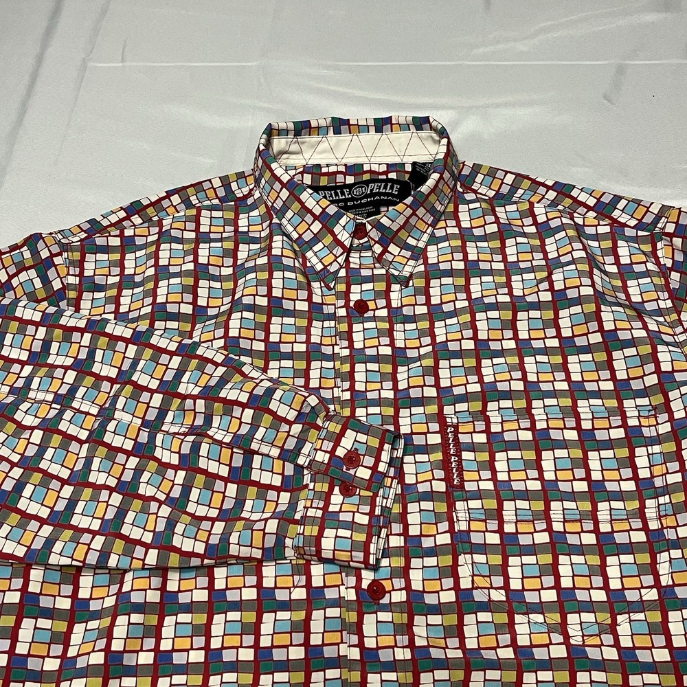 Vintage Pelle Pelle Marc Buchanan Shirt Men's Large Geometric AOP Button Up 90s